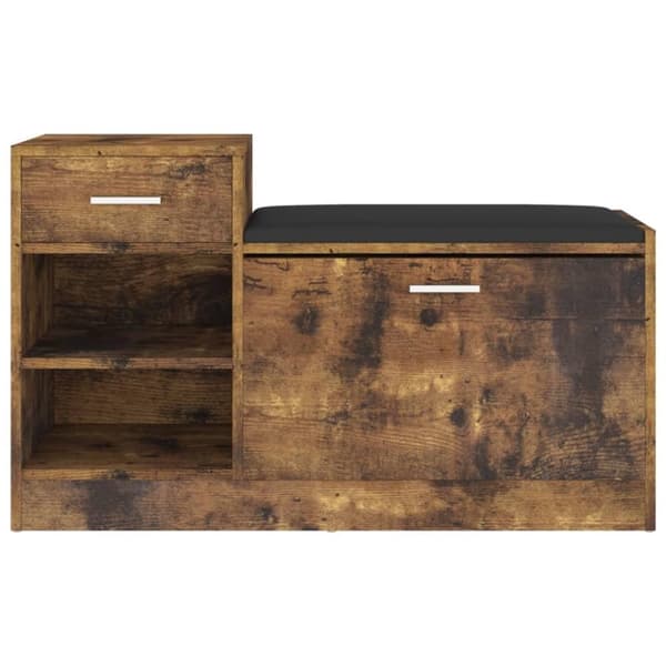 vidaXL skobænk 94,5x31x57 cm spånplade røget eg
