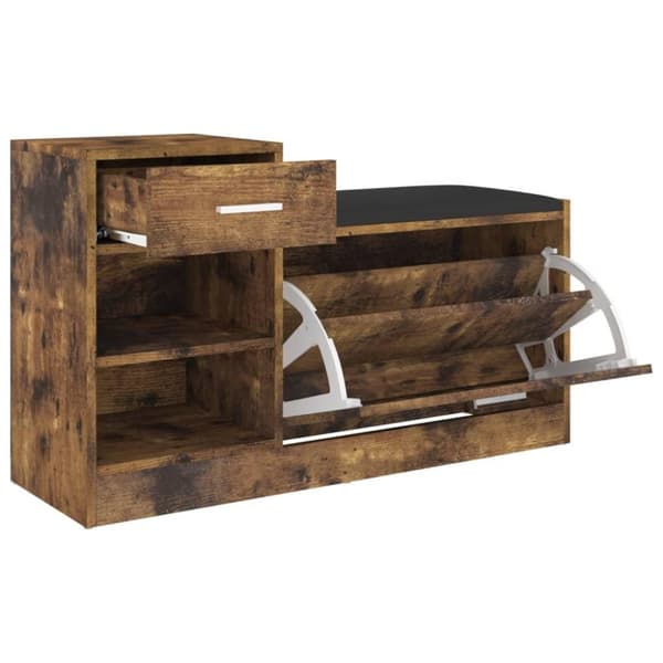 vidaXL skobænk 94,5x31x57 cm spånplade røget eg