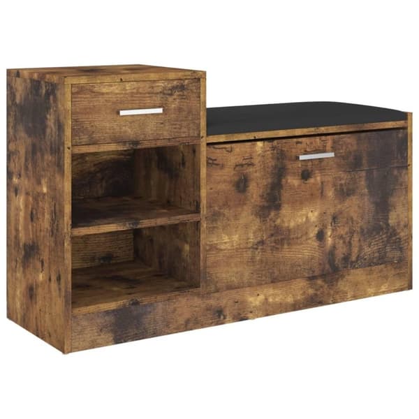 vidaXL skobænk 94,5x31x57 cm spånplade røget eg