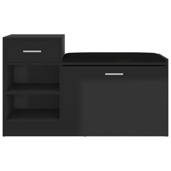vidaXL skobænk 94,5x31x57 cm spånplade sort højglans