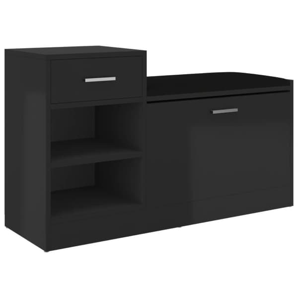 vidaXL skobænk 94,5x31x57 cm spånplade sort højglans