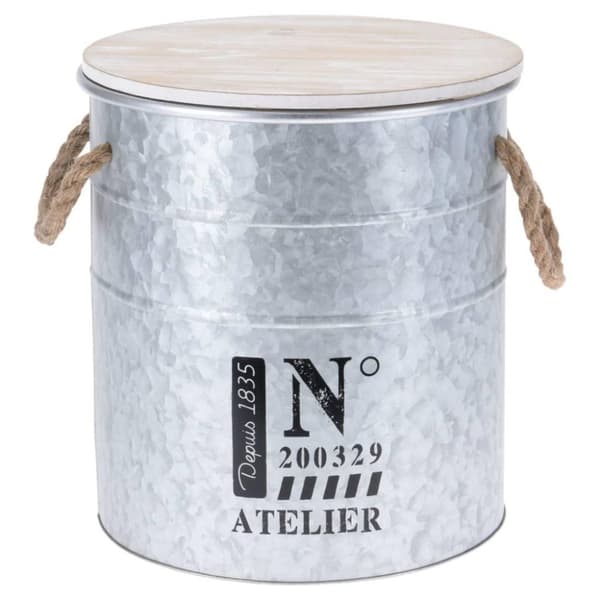 H&S Collection Förvaringslåda 3 delar med rep zink