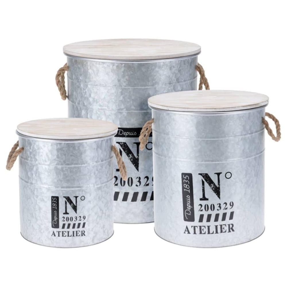 Home&Styling Förvaringslåda 3 delar med rep zink