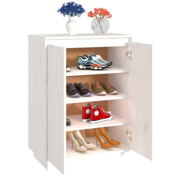 vidaXL skoreol 60x35x80 cm massivt fyrretræ hvid