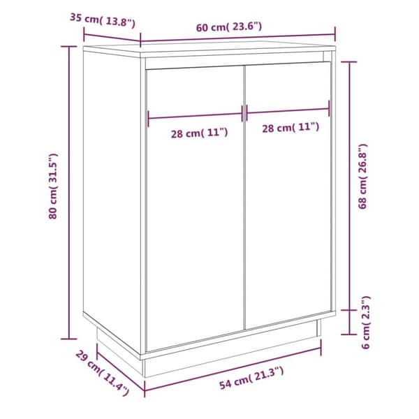 vidaXL skoreol 60x35x80 cm massivt fyrretræ hvid
