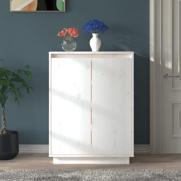 vidaXL skoreol 60x35x80 cm massivt fyrretræ hvid