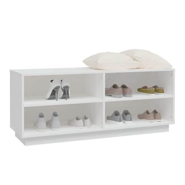 vidaXL Skoskåp vit 110x34x45 cm massiv furu