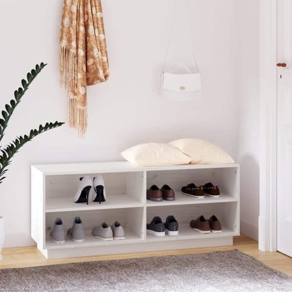 vidaXL Skoskåp vit 110x34x45 cm massiv furu