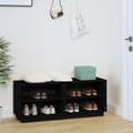 Miniatyrbilde 3 av 10: vidaXL Skohylle svart 110x34x45 cm heltre furu