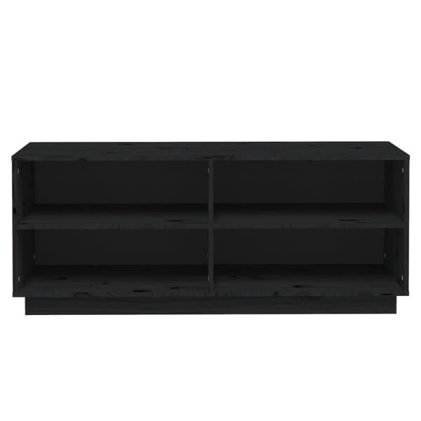 vidaXL Skohylle svart 110x34x45 cm heltre furu