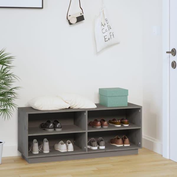 vidaXL Skoskåp grå 110x34x45 cm massiv furu