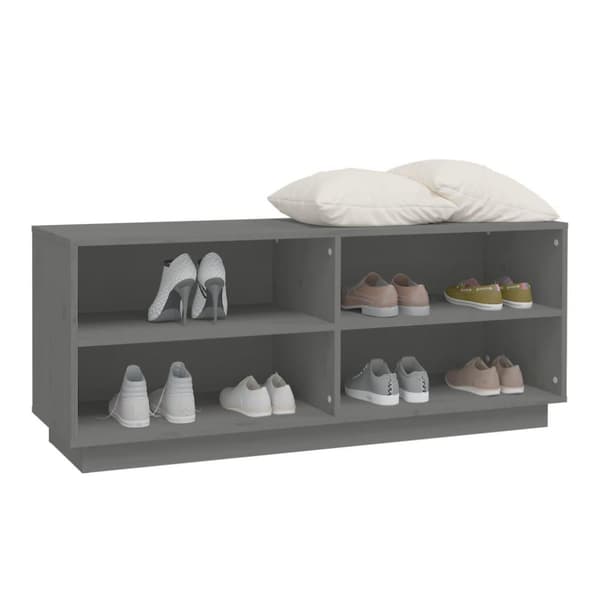 vidaXL Skoskåp grå 110x34x45 cm massiv furu