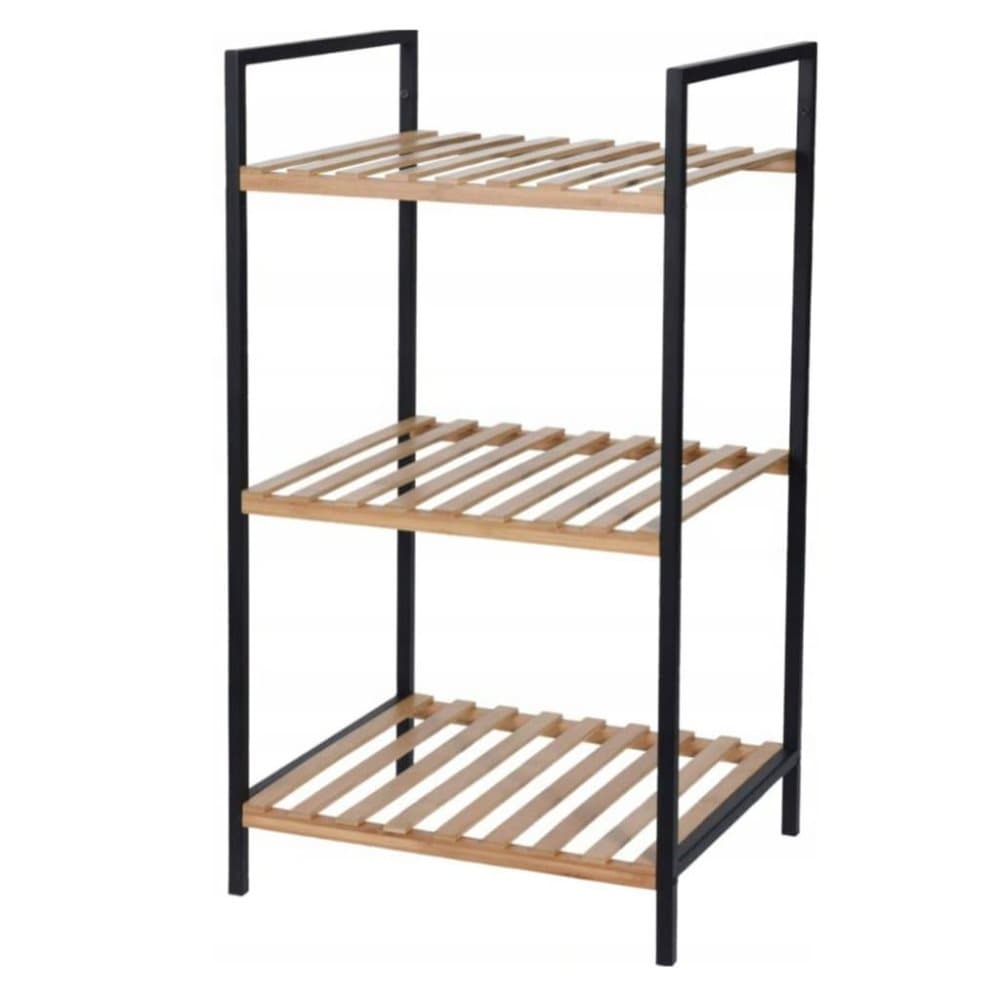 Bathroom Solutions Förvaringshylla med 3 hyllor bambu och stål