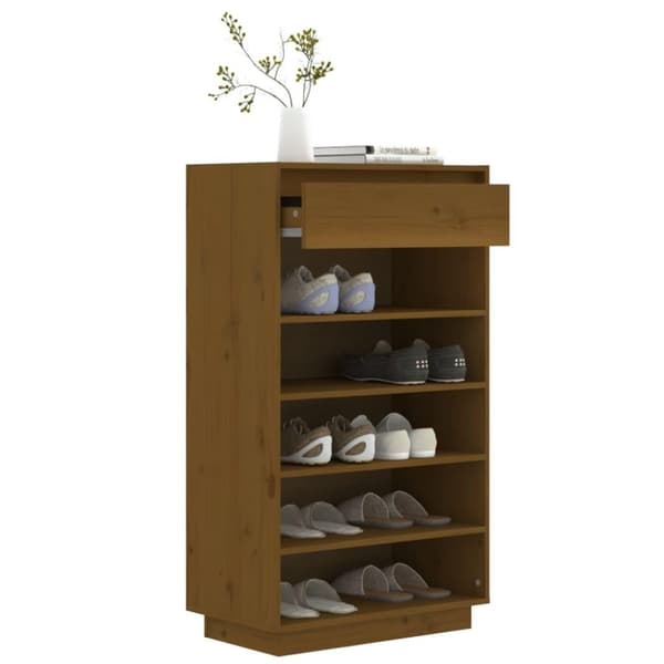 vidaXL Skoskap honningbrun 60x34x105 cm heltre furu