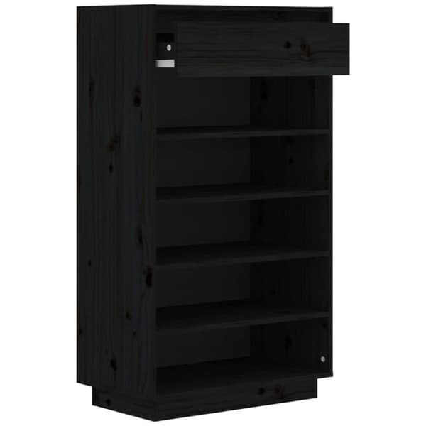 vidaXL Skoskap svart 60x34x105 cm heltre furu