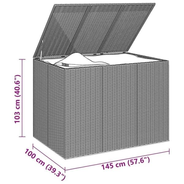 vidaXL hyndeboks 145x100x103 cm polyrattan sort