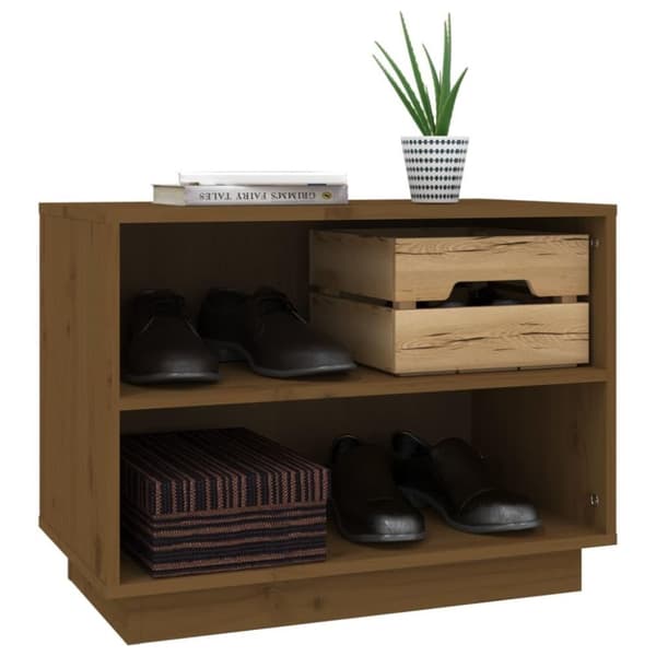 vidaXL skoreol 60x34x45 cm massivt fyrretræ gyldenbrun