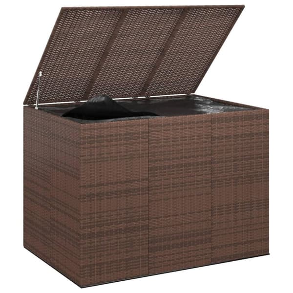 vidaXL Puutarhan säilytyslaatikko PE-rottinki 145x100x103 cm ruskea