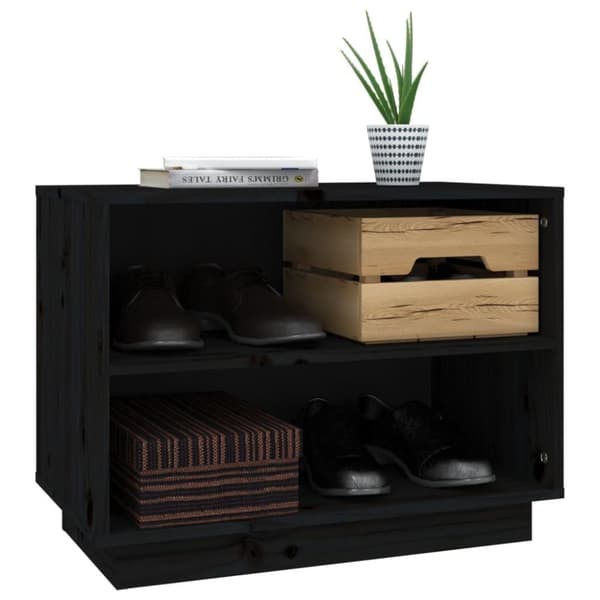 vidaXL Skohylle svart 60x34x45 cm heltre furu