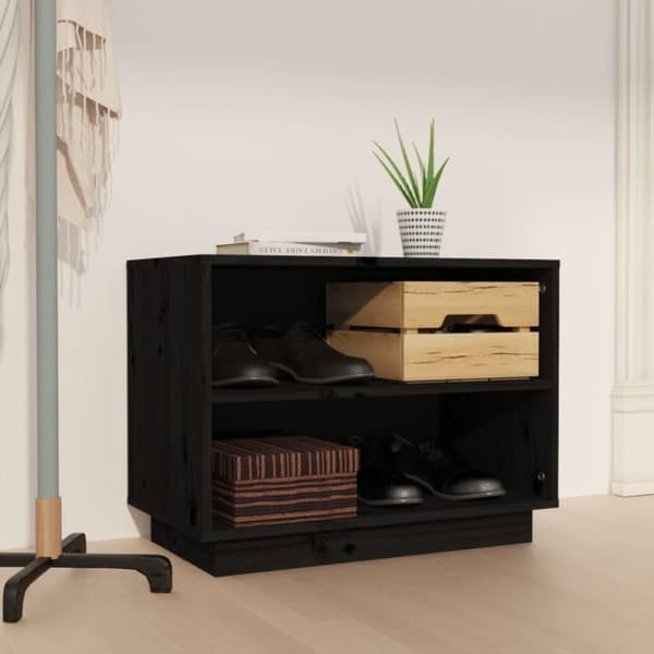 vidaXL Kenkäkaappi musta 60x34x45 cm täysi mänty