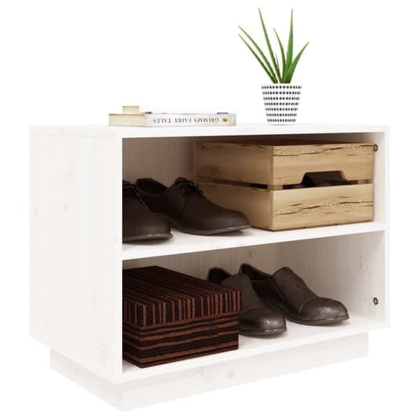 vidaXL skoreol 60x34x45 cm massivt fyrretræ hvid