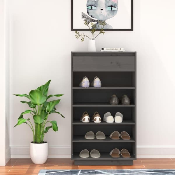 vidaXL Kenkäkaappi harmaa 60x34x105 cm täysi mänty