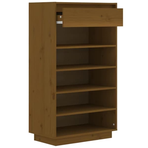 vidaXL skoreol 60x34x105 cm massivt fyrretræ gyldenbrun
