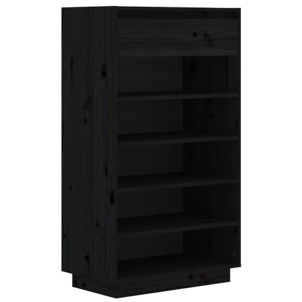 vidaXL skoreol 60x34x105 cm massivt fyrretræ sort
