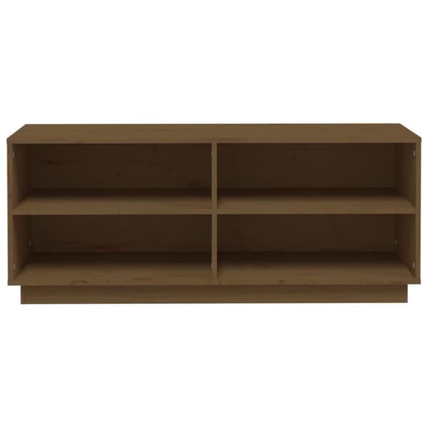 vidaXL skoreol 110x34x45 cm massivt fyrretræ gyldenbrun