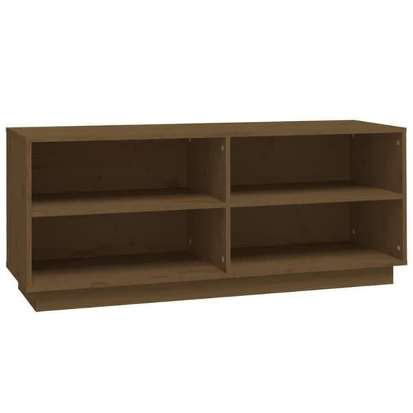 vidaXL skoreol 110x34x45 cm massivt fyrretræ gyldenbrun