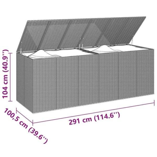vidaXL hyndeboks 291x100,5x104 cm polyrattan brun