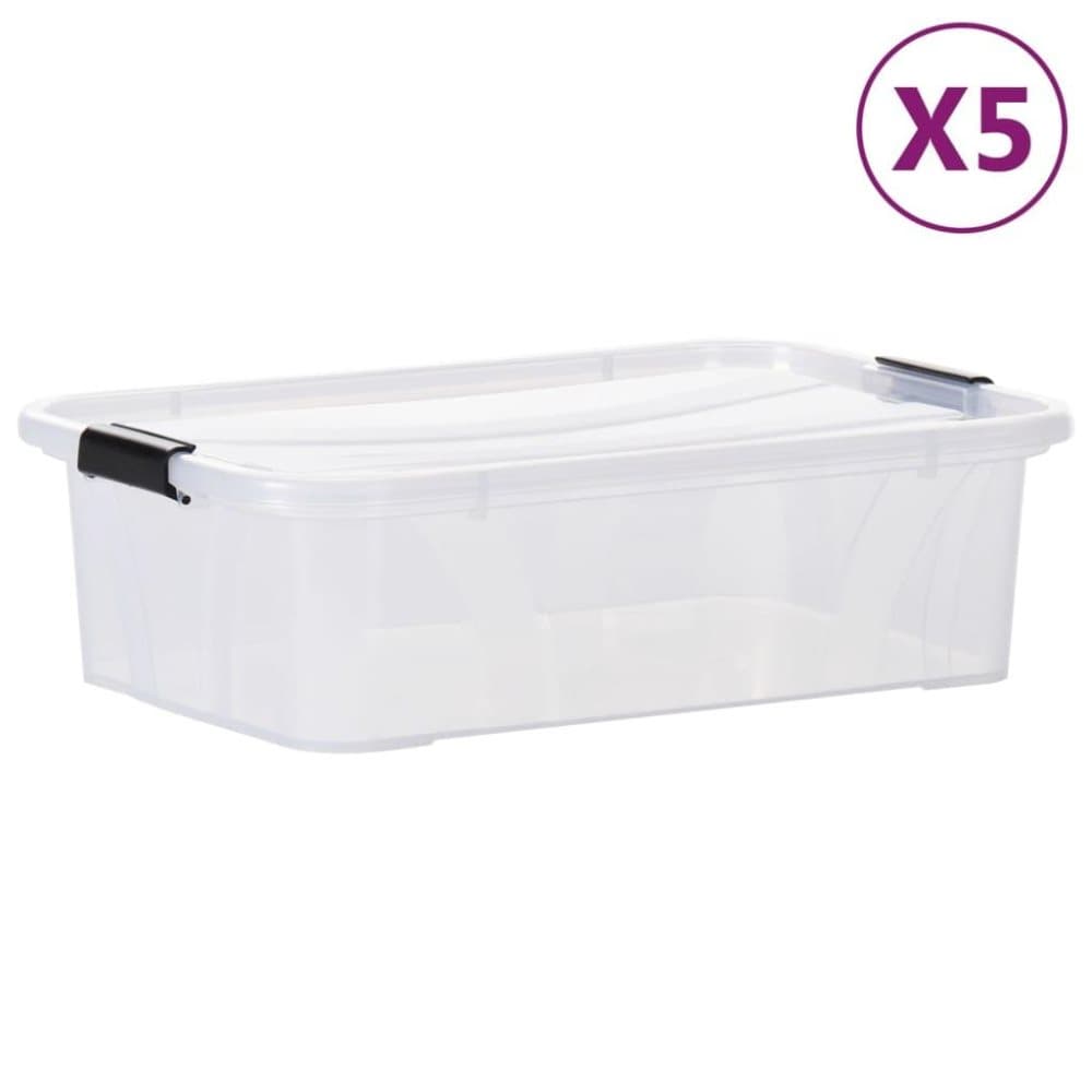 vidaXL Förvaringslådor med lock 5 st genomskinlig 7 L
