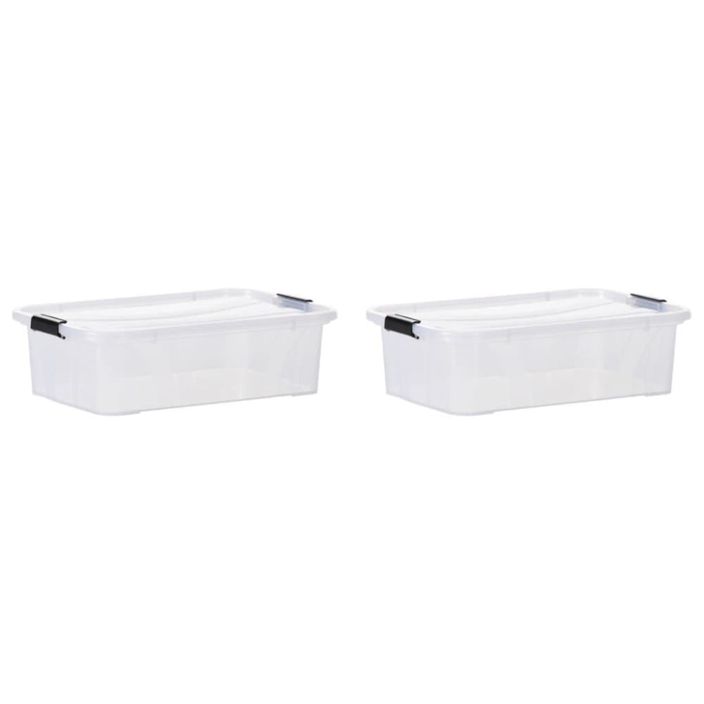 vidaXL Förvaringslådor med lock 2 st genomskinlig 7 L