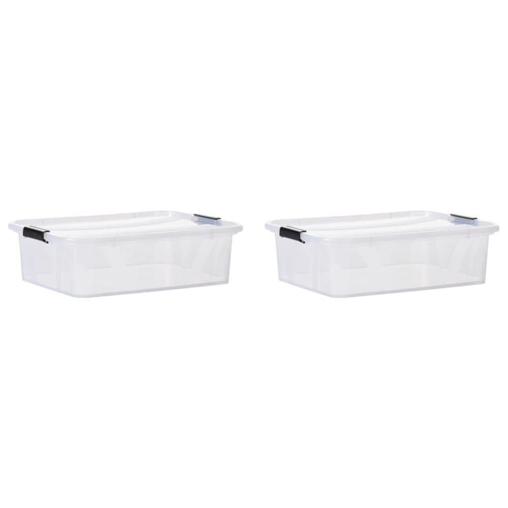 vidaXL Förvaringslådor med lock 2 st genomskinlig 21 L