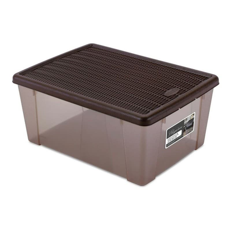 Låda med lock Elegance Plast Choklad (29 x 17 x 39 cm)
