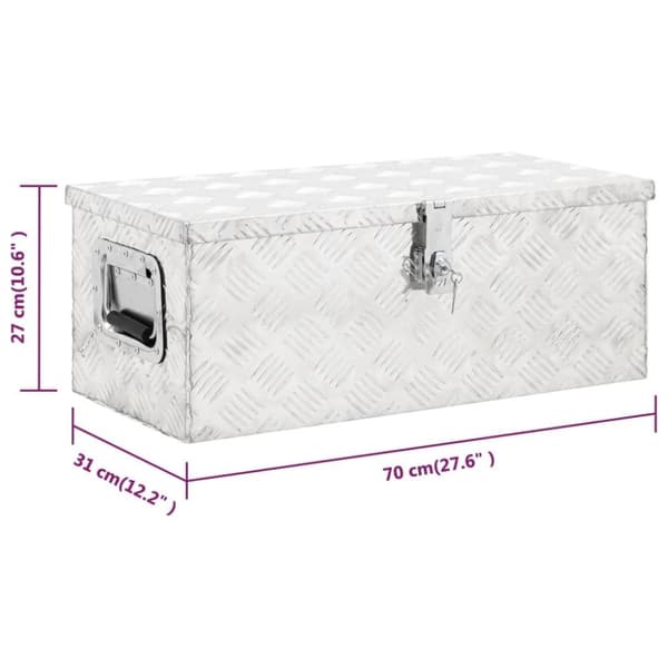 vidaXL Förvaringslåda silver 70x31x27 cm aluminium