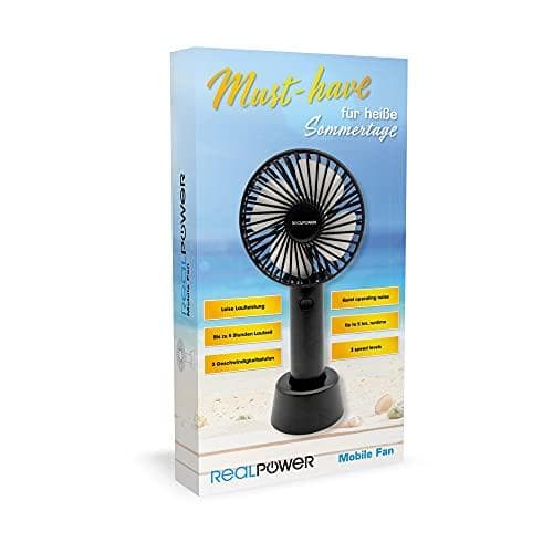 Realpower Mobile Fan, Micro-USB sort, blæser med batteri (303132)