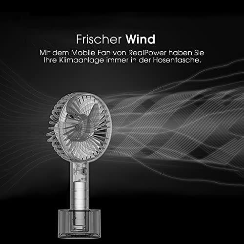 Realpower Mobile Fan, Micro-USB sort, blæser med batteri (303132)