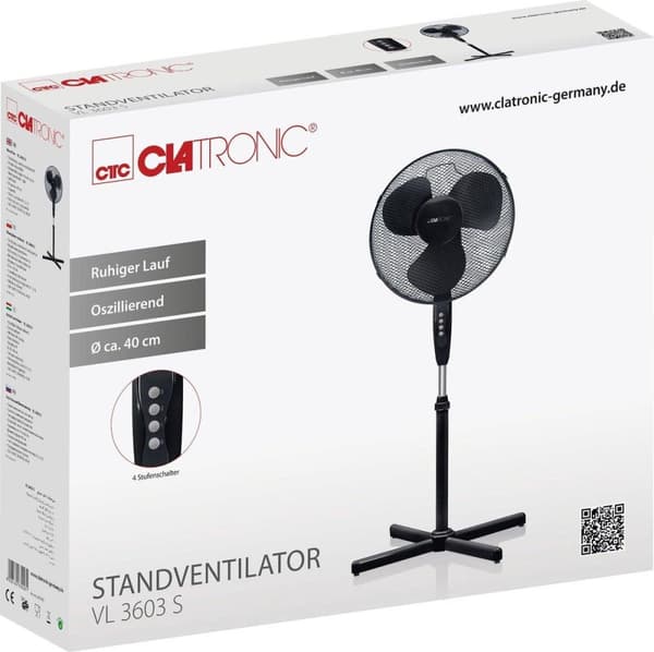 Clatronic VL 3603 S piedestal ventilator 40cm sort