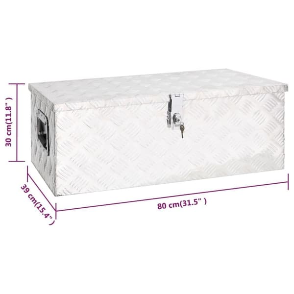 vidaXL Säilytyslaatikko hopea 80x39x30 cm alumiini