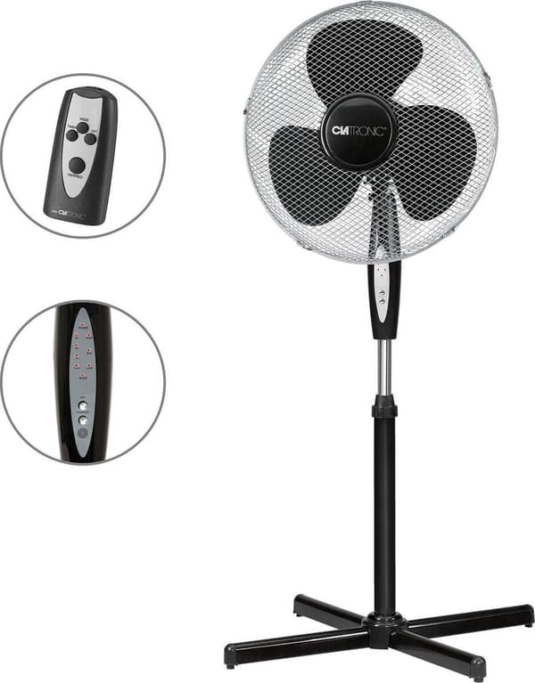 Clatronic VL 3741 S jalkatuuletin musta kaukosäätimellä