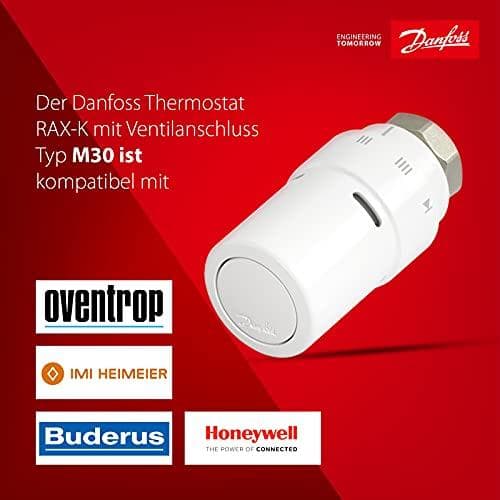 Danfoss 013G6080 RAX radiatortermostat mekanisk 8 till 28 °C, 0,4 x 0,29 x 0,4 cm