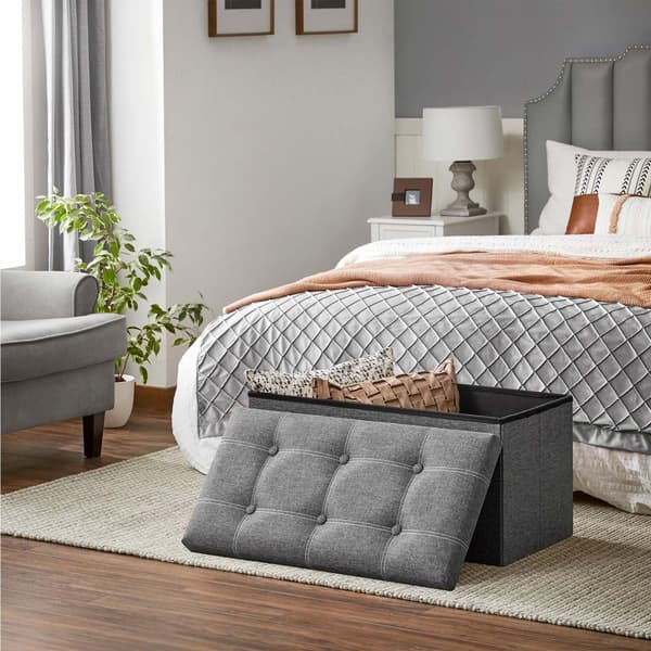 Bänk med förvaringsutrymme - sittplatser - Seatpall - Foldbar - 76 x 38 x 38 cm - Mörkgrå