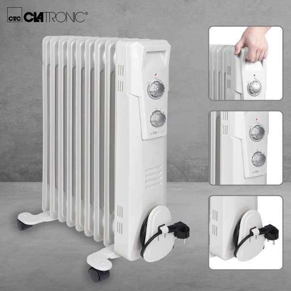 Clatronic RA 3736 oliefyr indendørs hvid 2000 W (263907)