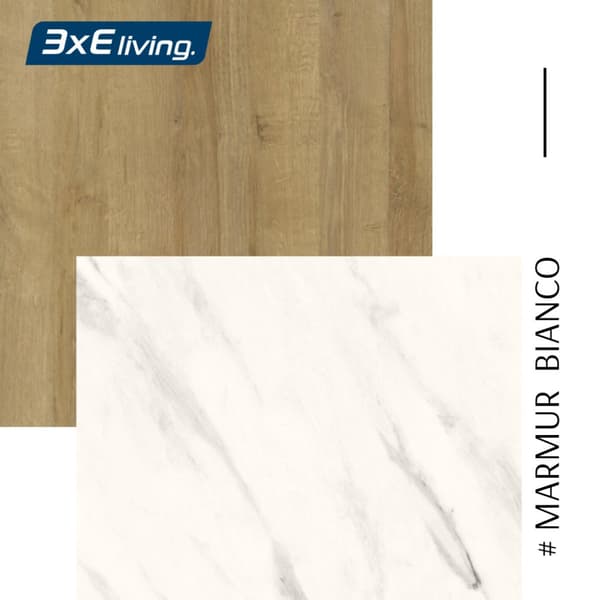 3xEliving Lav kommode Bohemianova 144 cm lang med egefiner og marmorplade - et elegant og stilfuldt møbel