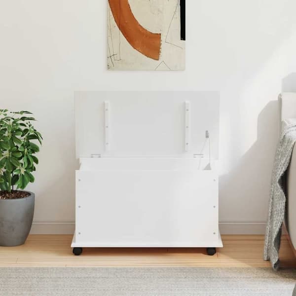 vidaXL opbevaringskasse med hjul ALTA 73x39,5x43 cm massivt træ hvid