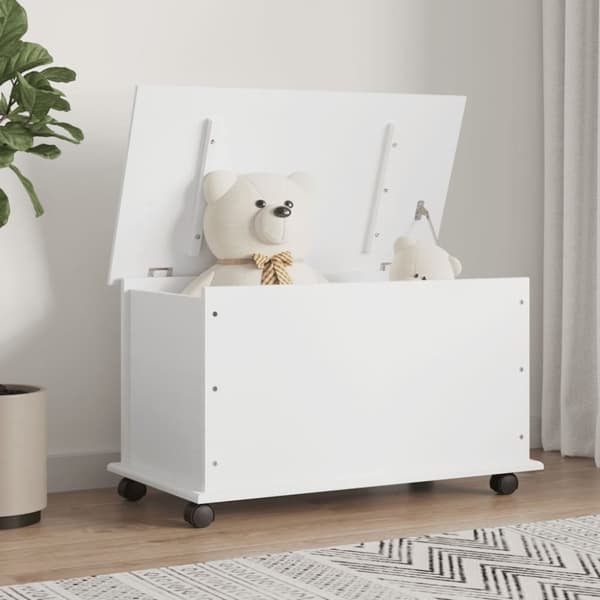 vidaXL opbevaringskasse med hjul ALTA 73x39,5x43 cm massivt træ hvid