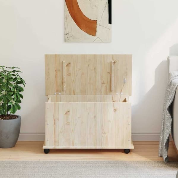 vidaXL Oppbevaringskiste med hjul ALTA 73x39,5x43 cm heltre furu