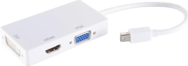 S/CONN maksimal tilslutningsadapter Mini DisplayPort han til HDMI/DVI/VGA hun, hvid (10-01015)
