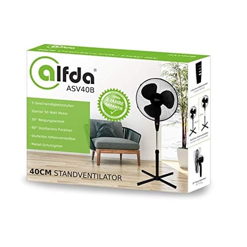 Alfda seisova tuuletin, 40cm, 3 nopeutta, 3 siipeä valkoinen (ASV40W)